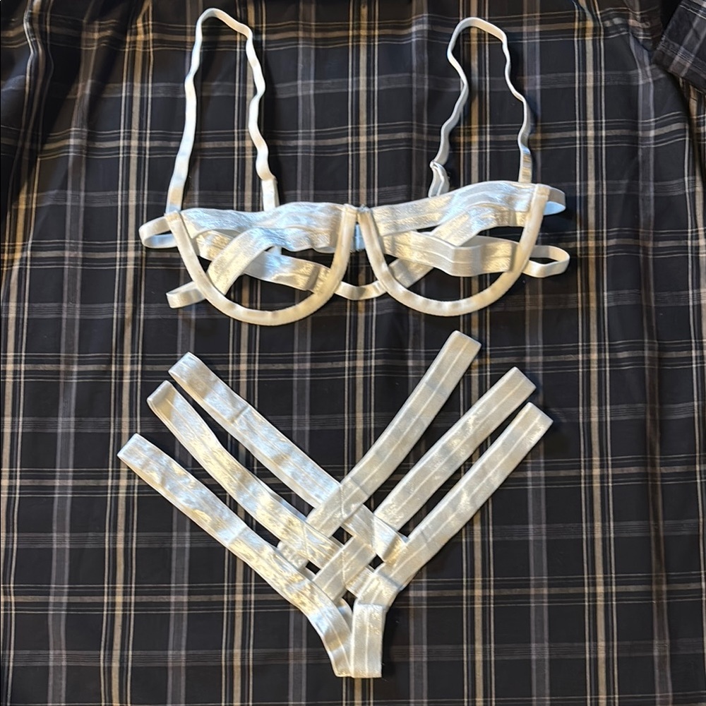 Elegant White Strappy Lingerie Set NWOT
